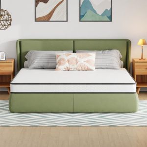 FDW 6 Inch King Mattress,Hybrid Mattress Memory Foam & Innerspring, Premium Foam Mattress,Pressure Relief,CertiPUR-US Certified,Medium Firm,White