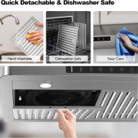 Under Cabinet Range Hood 30 Inch, 980CFM Fast Venting Ducted, Kitchen Hood With 3 Speed Gesture Sensing & Touch Control, Stainless Steel Stove Vent Hood With LED Light And 2 Baffle Filters - Image 6