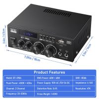 BT-398A Stereo Audio Amplifier, MAX 450W 2 Channel Wireless Bluetooth 5.0 Power Amplifier System,w/USB, SD, RCA, MIC, Optical, Coaxial in, Stereo Amplifiers System for Home Theater Speakers - Image 7