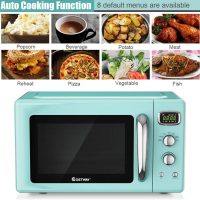 COSTWAY Retro Countertop Microwave Oven, 0.9Cu.ft, 900W Microwave Oven, with 5 Micro Power, Defrost & Auto Cooking Function, LED Display, Glass Turntable and Viewing Window, Child Lock - Image 4