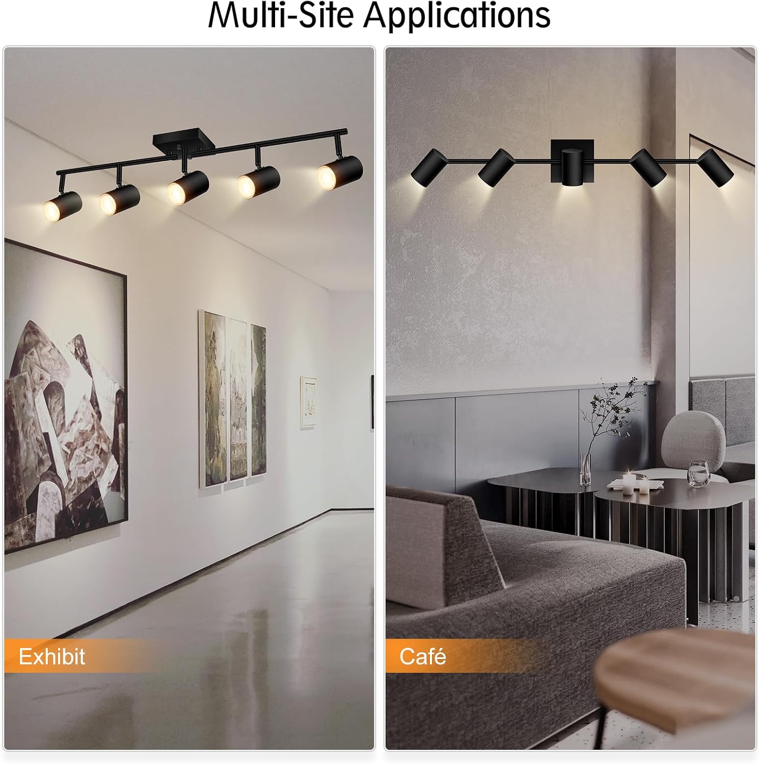 BoostArea Track Lighting Kit, Kitchen Lighting Fixtures Ceiling, 5 way Ceiling Spot Lights, Rotatable Light Heads, Modern Track Lighting Fixtures Ceiling for Bedroom/Living Room,GU10 Bulb Not Included - Image 6