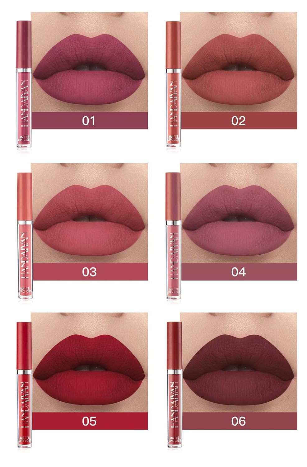 6Pcs Matte Liquid Lipstick Makeup Set, Matte liquid Long-Lasting Wear Non-Stick Cup Not Fade Waterproof Lip Gloss (Set A) - Image 2