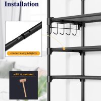 Kitsure Shoe Rack for Closet - 10-Tier Shoe Organizer with Hook Rack, Large-Capacity & Space-Saving Shoe Shelf for Entryway, Bedroom, Living Room,32.2" x 11.8" x 68.5", Black - Image 7