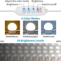 LED Vanity Mirror Lights with 12 Stick On Dimmable Bulbs, 3000K 4500K 6500K & 10 Brightness Levels Adjustable, Plug in USB Cable, Hollywood Style Mirror Lights for Makeup Desk Bathroom Dressing Room - Image 2