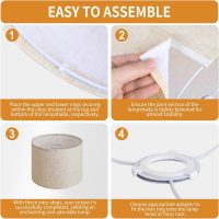 Small Lampshades Set of 2, Beige Linen Drum Lampshades, 8.66" Top x 8.66" Bottom x 7.87" High Lamp Shade, Lamp Shades Replacement for Table and Floor Lamps, Pendant Light, Handcrafted, Easy Assembly - Image 4