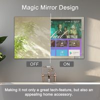 Haocrown 32" 4K Ultra HD Smart Bathroom Mirror TV, IP66 Waterproof, Android 13 System with Voice Remote for Google Assistant ATSC Tuner, 500 cd/㎡ High Brightness (Black Frame, 2025 Model) - Image 3