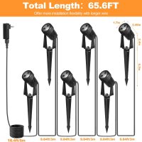 Outdoor Landscape lighting Low Voltage, 65.6FT Wired LED Spot light with Plug-in Transformer, IP65 Waterproof Outside Uplight 18W 1800LM for Yard Garden Tree Pathway House, Warm White 3000K, Pack of 6 - Image 7