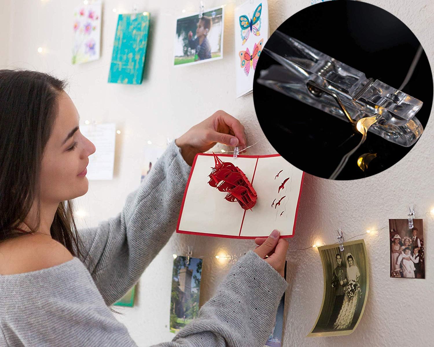 17Ft 50 LED Fairy String Lights with Clear Clips - Perfect for Dorm, Bedroom, Wedding Decor - Image 3