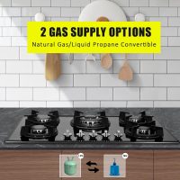 Gas Cooktop 30 Inch, Built-in Tempered Glass Gas Stovetop 5 High Efficiency Burners Gas Stove Top Propane/Natural Gas Convertible Gas Hob (Black) - Image 4