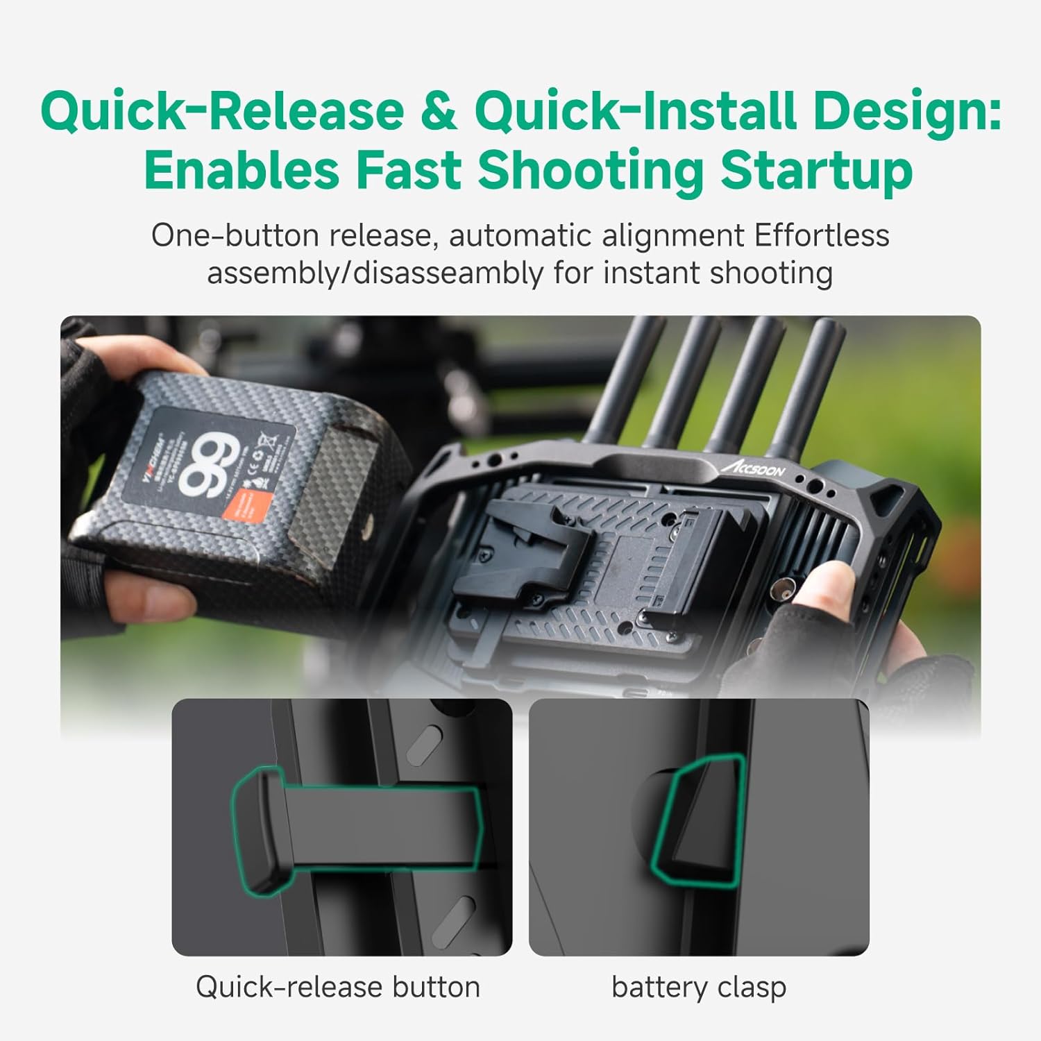 Accsoon NP-F to V-Mount Battery Adapter Plate for CineView M7 Pro/CineView M7 Camera Monitors, NP-F to V-Lock Power Adapter Converter for Powering Camera Monitor, Compatible with Most V-Mount Battery - Image 5