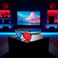1Pc 3D Glasses,3D Viewing Glasses,Universal TV Movie Dimensional Video Frame 3D,DVD Game 3D Style,Televisions Accessories, Weightlight Simple Design (Red and Blue) - Image 3