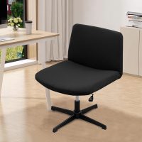 LiveGo Armless Chair Slipcover - 100% Waterproof Office Desk & Vanity Chair Cover - Knitted Jacquard Modern Criss Cross Mid Back Accent Chair Cover - Image 6