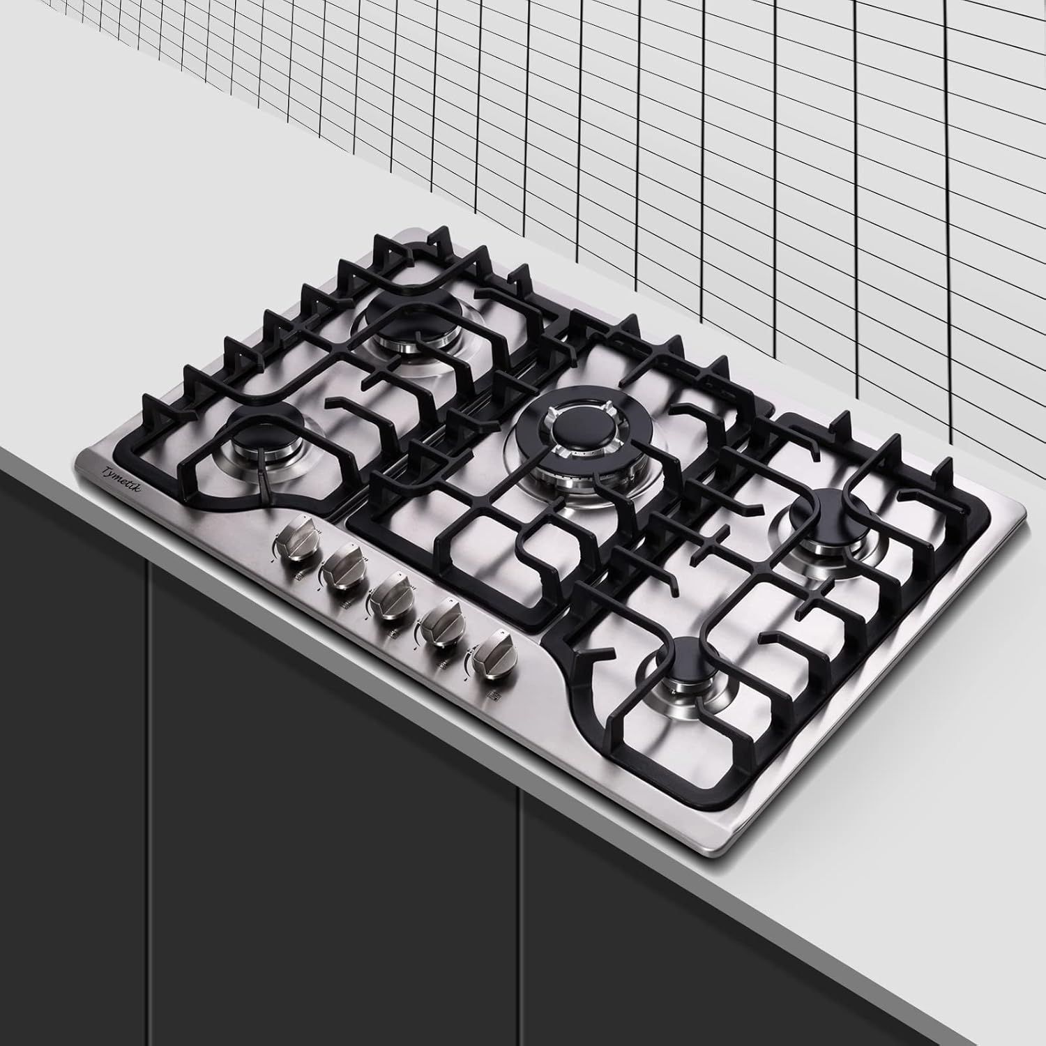 30 Inch Gas Cooktop, 5 High Efficiency Burners Gas Stovetop Built-in Stainless Steel Gas Stove Propane/Natural Gas Convertible Gas Hob - Image 6