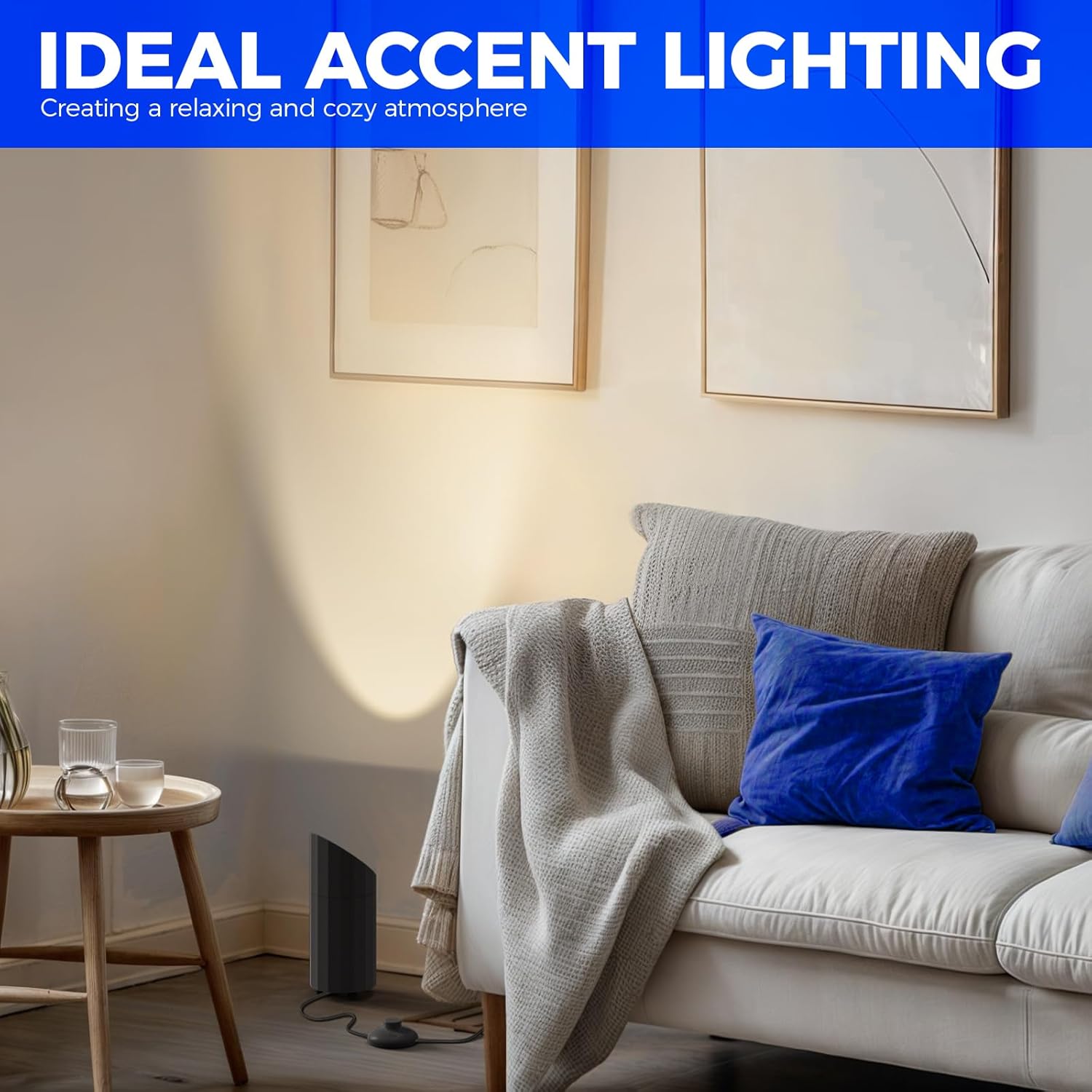 Barrina Uplighting Indoor Spotlight, 2 in 1 Detachable Up Lights Indoor Floor Can Light with 3000K GU10 Bulb, LED Spot Lights for Plant Picture Home, 6.56FT Plug Cord & Foot Switch,2 Packs - Image 6