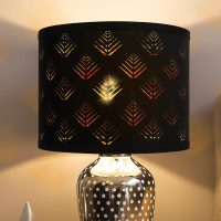 Lamp Shades Set of 2, Drum Lampshades with Leaf Design, 13" Top x 13" Bottom x 10" High (Spider) Modern Linen Lamp Shades for Table Lamp & Bedside Lamp, Assembly Required Black Lampshades Replacement - Image 7