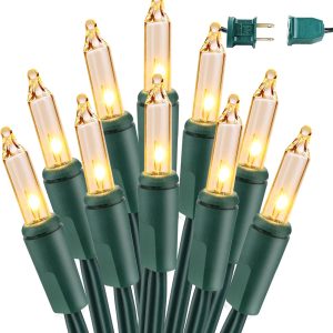 BrizLabs Clear Christmas Lights Outdoor 300 Count 69.6ft Incandescent Christmas Lights Connectable Warm White Light String UL Certified Xmas Mini Light Green Wire for Indoor Tree Holiday Party Decor