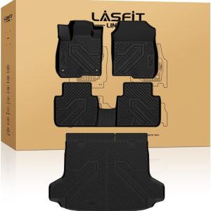 LASFIT Floor Mats & Cargo Mat for Honda HRV 2026 2025 2024 2023 (Gasoline & Hybrid) & for Acura ADX 2025, All Weather TPE Custom Fit HR-V Floor Liner Accessories, 1st & 2nd Row & Trunk Mat, Black
