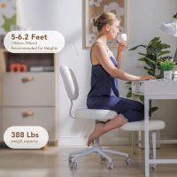 Ergonomic Cross Legged Chair with Wheels,360° Swivel Meditation Chair,ADHD Chair, Criss Cross Desk Chair with Lumbar Support and Adjustable Stool, Flexible Design for Fidgety Sitters, Ivory - Image 8