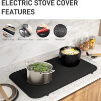 Fireproof Stove Top Covers for Electric Stove,28"x20" Heat Resistant Glass Top Stove Cover Protector,Silicone Coated Fiberglass Stove Top Mat for Prevents Scratching(Black) - Image 6