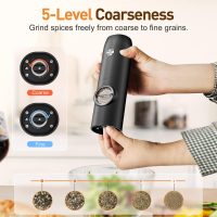 Electric Salt and Pepper Grinder Set：Rechargeable Automatic Pepper Mill Grinder with LED House Warming Gifts New Home, USB Adjustable Coarseness shakers, One-Hand Operation for Kitchen Appliances - Image 4