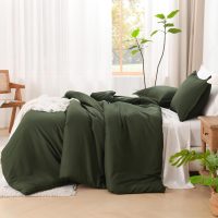 Litanika Dark Olive Green Comforter Set King, 3 Pieces Solid Bedding Comforter Set, All Season Fluffy Bed Set (104x90In Comforter & 2 Pillowcases) - Image 5