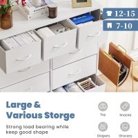 DUMOS Dresser for Bedroom, Storage Organizer with 9 Drawers, Chest of Drawers with Fabric Bins, Sturdy Metal Frame, Wood Tabletop for Guest Room, Closet, Entryway, Nursery - Image 4