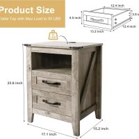 4PCS Farmhouse Dresser Set, Dresser and Nightstand Sets, Rustic Wooden Dresser Set. Including 6 Drawer Dresser & 4 Drawer Dresser & 2 Drawer Nightstand Set of 2 with USB. Light Rustic Oak - Image 7