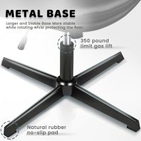 LEMBERI PU Leather Armless Office Desk Chair No Wheels,Criss Cross Legged Office Chair, Wide Padded Swivel Vanity Chair,Mid Back Ergonomic Computer Task Chair for Make Up,Small Space,Gray - Image 3
