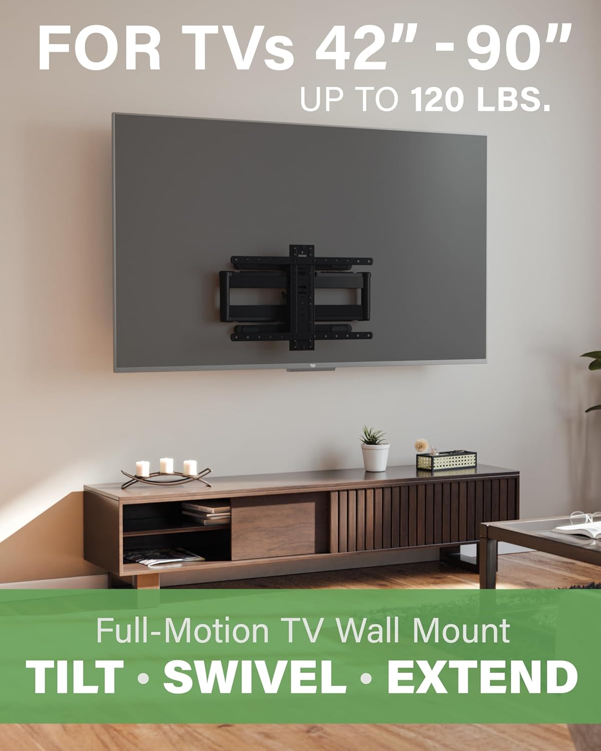 Made for Amazon Universal Large Full-Motion TV Wall Mount for Amazon Fire TV Smart TVs 42” to 90” - Image 2