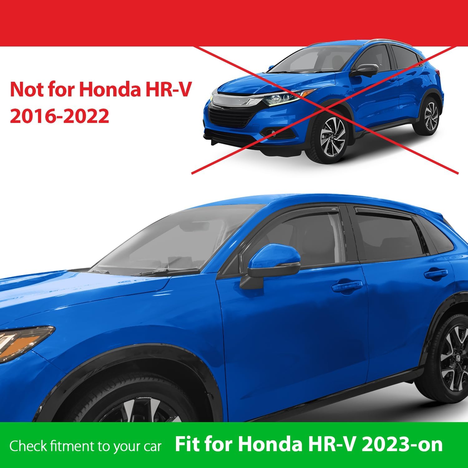 Goodyear Shatterproof in-Channel Window Deflectors for Honda HR-V 2023-2025, Rain Guards, Window Visors for Cars, Vent Deflector, Car Accessories, 4 pcs - GY007978 - Image 3