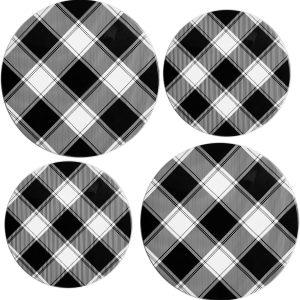 Reston Lloyd, Burner Covers For Electric Stovetop, Decorative Lightweight Tin Covers, Set of 4 (2-8 inch & 2-10 inch), Conceals Messy Drip Pans, Buffalo Check