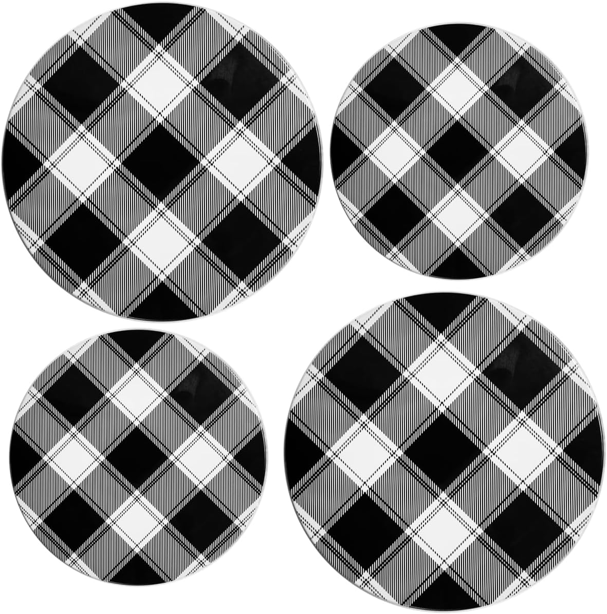 Reston Lloyd, Burner Covers For Electric Stovetop, Decorative Lightweight Tin Covers, Set of 4 (2-8 inch & 2-10 inch), Conceals Messy Drip Pans, Buffalo Check