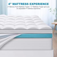 MASVIS King Size Dual Layer 4 Inch Memory Foam Mattress Topper, 2 Inch Gel Memory Foam and 2 Inch Cooling Pillow Top Mattress Pad Cover for Back Pain, Medium Support - Image 6
