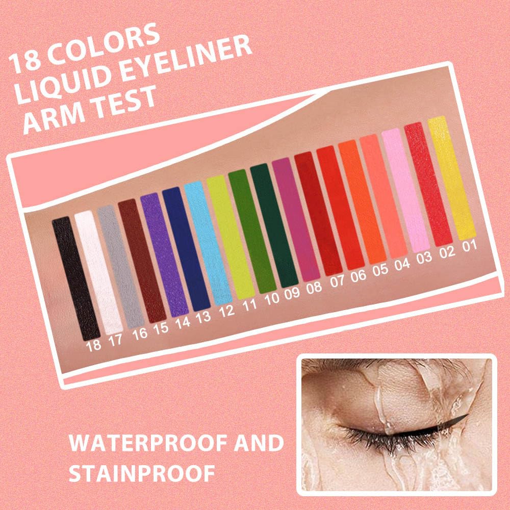 evpct 1Pcs Dark Red Liquid Eyeliner Waterproof Dark Red Eye Liners for Women, Eyes Wing Eyeliner Stamps Shapes Colored Eyeliner delineador de ojos a prueba de agua contra el agua blanco para ojos - Image 5