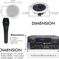 1000 Watts 2 Room Bluetooth Home Amplifier and Receiver with USB and SD Reader, (Qty 6) 6.5 Flush Mount in-Wall/in-Ceiling Stereo Speakers, Handheld Microphone with 10 Ft Cable - Image 4