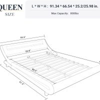 Allewie Queen Size LED Platform Bed Frame with Adjustable Headboard/No Box Spring Need/Easy Assembly/Faux Leather in Black - Image 2