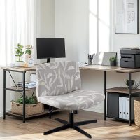 Armless Chair Slipcover Stretch Criss Cross Chair Cover, Mid Back Wide Seat Accent Chair Covers,Modern Vanity Chair Cover for Office Desk (Wheat) - Image 2
