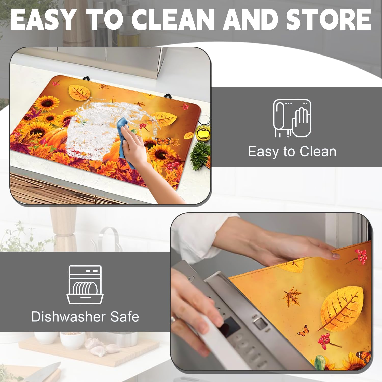 Fall Stove Top Cover for Electric Stove 28 "x 20 ", Pumpkin Leaves Heat Resistant Glass Top Stove Cover Protector, Glass Cooktop Covers, Kitchen Flat Electric Stove Top Covers - Image 6