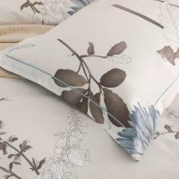 SLEEPBELLA Comforter King Size, 600 Thread Count Cotton Brown Branches and Blue Flowers Off-White Comforter Sets, Down Alternative Bedding Set 3Pcs(King, Off-White Botanical) - Image 7