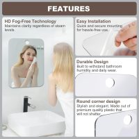 Shower Mirror Fogless for Shaving Anti-Fog Frameless Wall Hanging Makeup,11.81" L x 7.87" W,Gainsboro - Image 5