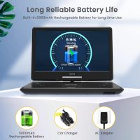 WONNIE 16.5" Portable DVD Player with 14.1" Large HD Swivel Screen, 6 Hours Rechargeable Battery, DVD Player Portable Support MP4, MKV Video & USB/SD Card/Sync TV, High Volume Speaker, All Regions - Image 4