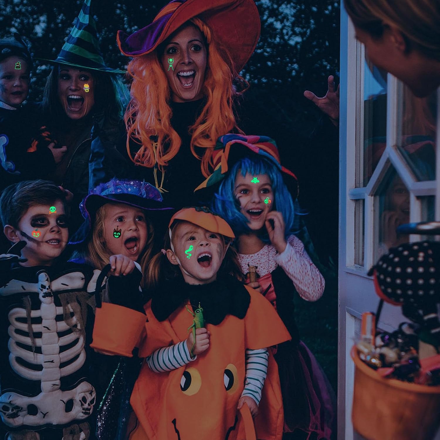 Halloween Tattoos for Kids, 35 Sheets 350+ Fun Style, Glow in the Dark Temporary Tattoos for Boys and Girls Featuring Theme Pumpkin, Skulls, Ghost, Bats, Spider, Skeleton etc, Halloween Gifts for Kids - Image 9