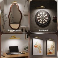 Picture Light Battery Operated, 13in Wireless Art Light for Paintings, Dimmable 5000mAh Recharging Battery Picture Light with Remote Control for Wall, Gallery Dartboard Art Bedroom (Gold-2Pack) - Image 8
