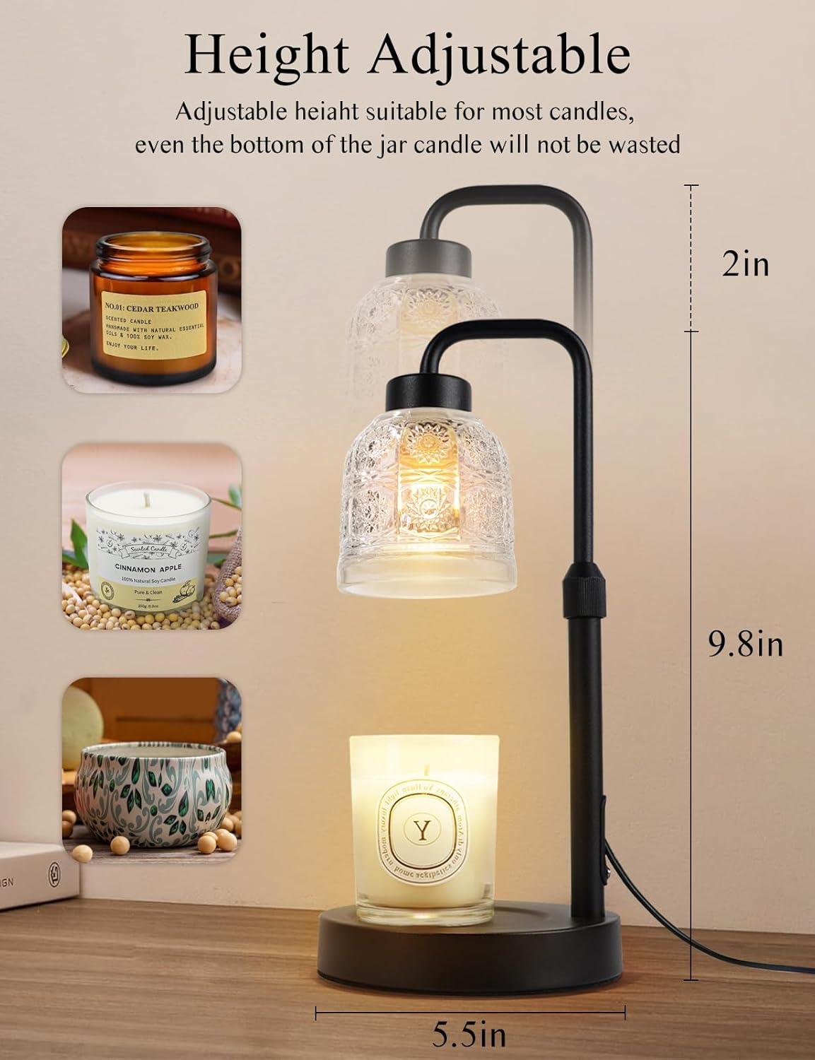 Candle Warmer Lamp with Timer Dimmable, Adjustable Lamp Candle Warmer, Birthday Gifts for Women Mom, Wax Warmer Lamp for Scented Jar, House Warming Gifts New Home Decor - Image 6