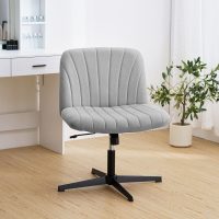 HOFFREE Criss Cross Chair Cross Legged Office Chair Home Office Chair Ergonomic Armless Chair for Desk Grey - Image 9