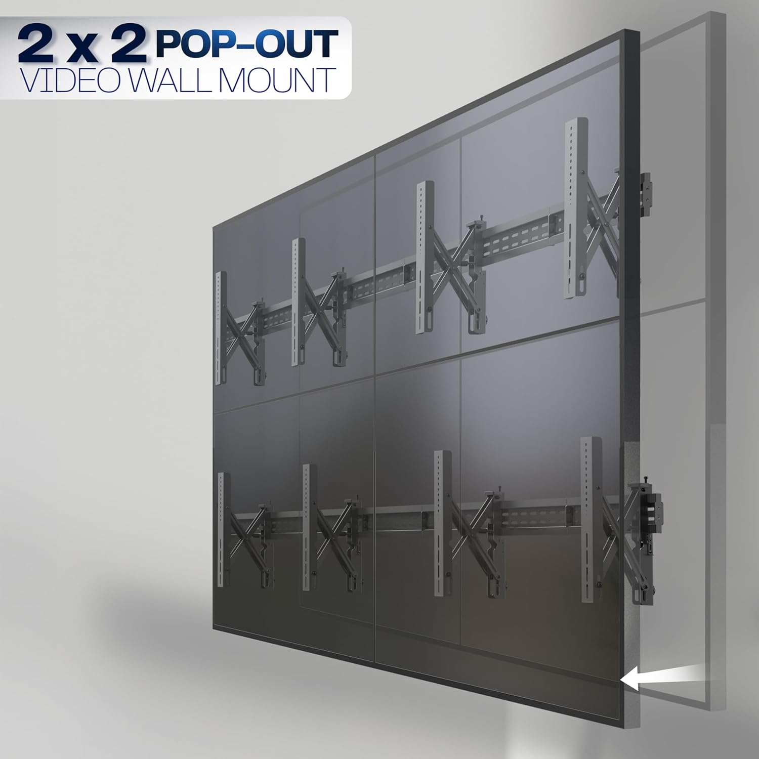 VIVO Pop-Out Steel 2x2 Video Wall Mount, Fits 4 TV Screens 37 to 65 inches, Wide VESA Range and Screen Leveling, Holds up to 616 lbs, Black, MOUNT-VW65-4 - Image 9