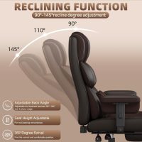 Vonesse Big and Tall Office Chair, Computer Chair with Soft Adjustable Armrests, Ergonomic High Back Gaming Chair with Lumbar Support, Executive Chairs with Footrest (PU Leather + Mesh Fabric,Brown) - Image 5