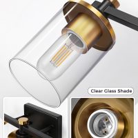 L LOHAS LED 3 Light Bathroom Vanity Light, Black and Gold Bathroom Light Fixture Over Mirror, Modern Lighting Fixtures with Clear Glass Shade, Vintage Vanity Lights for Bathroom Mirror Hallway, ETL - Image 5