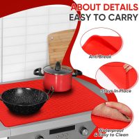 Stove Top Cover Silicone Electric Stove Cover 28 x 20 Inches Heat Resistant Cooktop Protector Stove Mat Protector Oven Cover for Kitchen Flat RV Range Stovetop Protector(Red) - Image 5