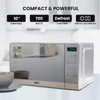 Total Chef 0.7 Cu Ft Microwave Oven - Stainless Steel Compact Style Microondas, Smart Countertop Kitchen Appliance With Digital Touch Use, Pre-Set Function, 10" Turntable, Easy To Use Horno, 700 watt - Image 3